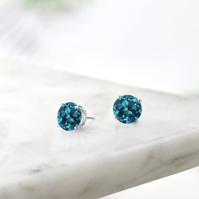 Gem Stone King 2-4 Cttw Round Gemstone Birthstone Stud Earrings For Women Men | 925 Sterling Silver | Round 7MM | Fine Jewelry Gifts for Her Mom Women Wife Men - Image 5